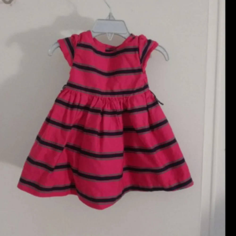 Ralph Lauren Girls Baby Cotton Striped Dress Sz 9M
